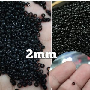 4 Tola 2mm Glass round Beads, color black pony bead jewelry beads, DIY Craftsmanship, zari beads - Embroidery works beads